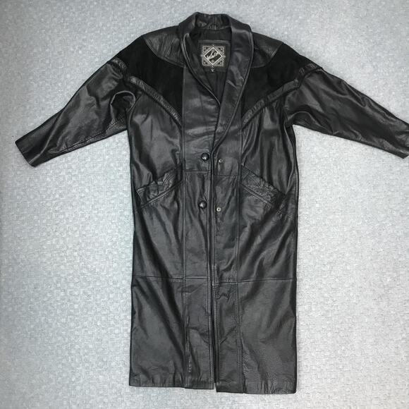 Winlit Jackets & Blazers - Winlit Genuine Leather Duster Coat Womens Medium Black Western Suede Yoke